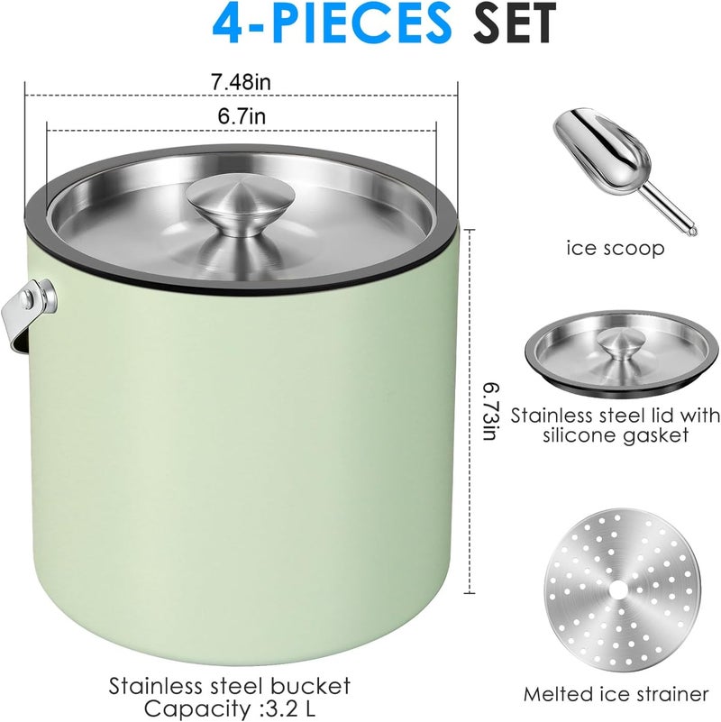 Five Home 3.2L Insulated Ice Buckets for Parties, Elegant Double Wall Stainless Steel Champagne Buckets with Lid & Scoop,Ideal for Cocktail Bar, Chilling Wine, Champagne - Image 3